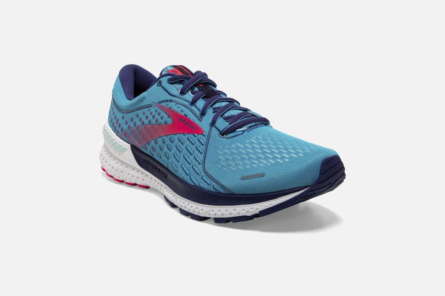 Adrenaline GTS 21 Road Brooks Running Shoes NZ Womens - Blue/Pink - WFKYGN-467